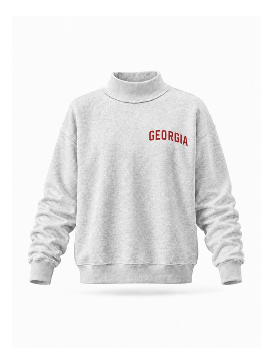 Embroidered Text Georgia Mock Neck Sweatshirt