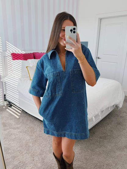 Country Roads Denim Shirt Dress