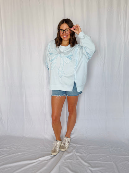 Dancing Through Life Lace Bow Sweatshirt