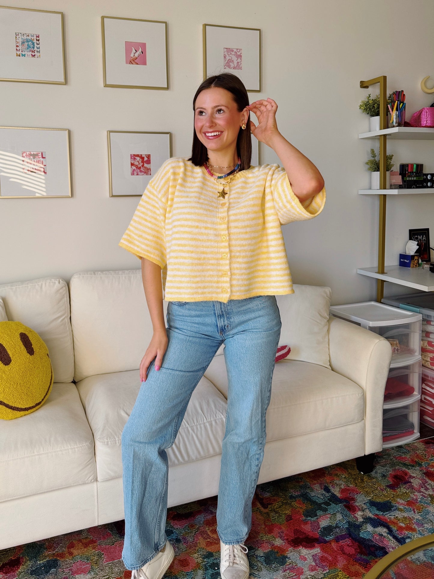 Easy Does It Striped Button Down Cardigan