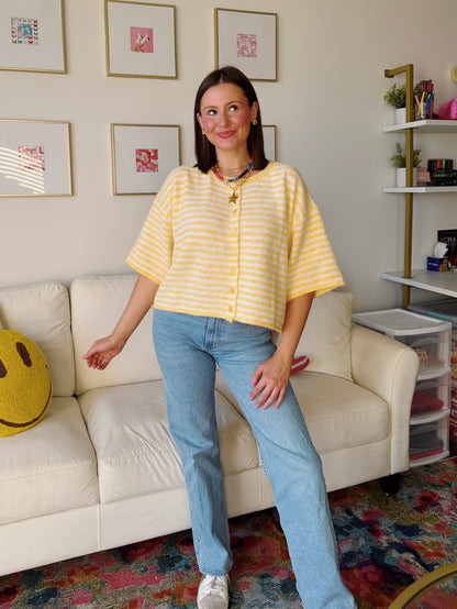 Easy Does It Striped Button Down Cardigan