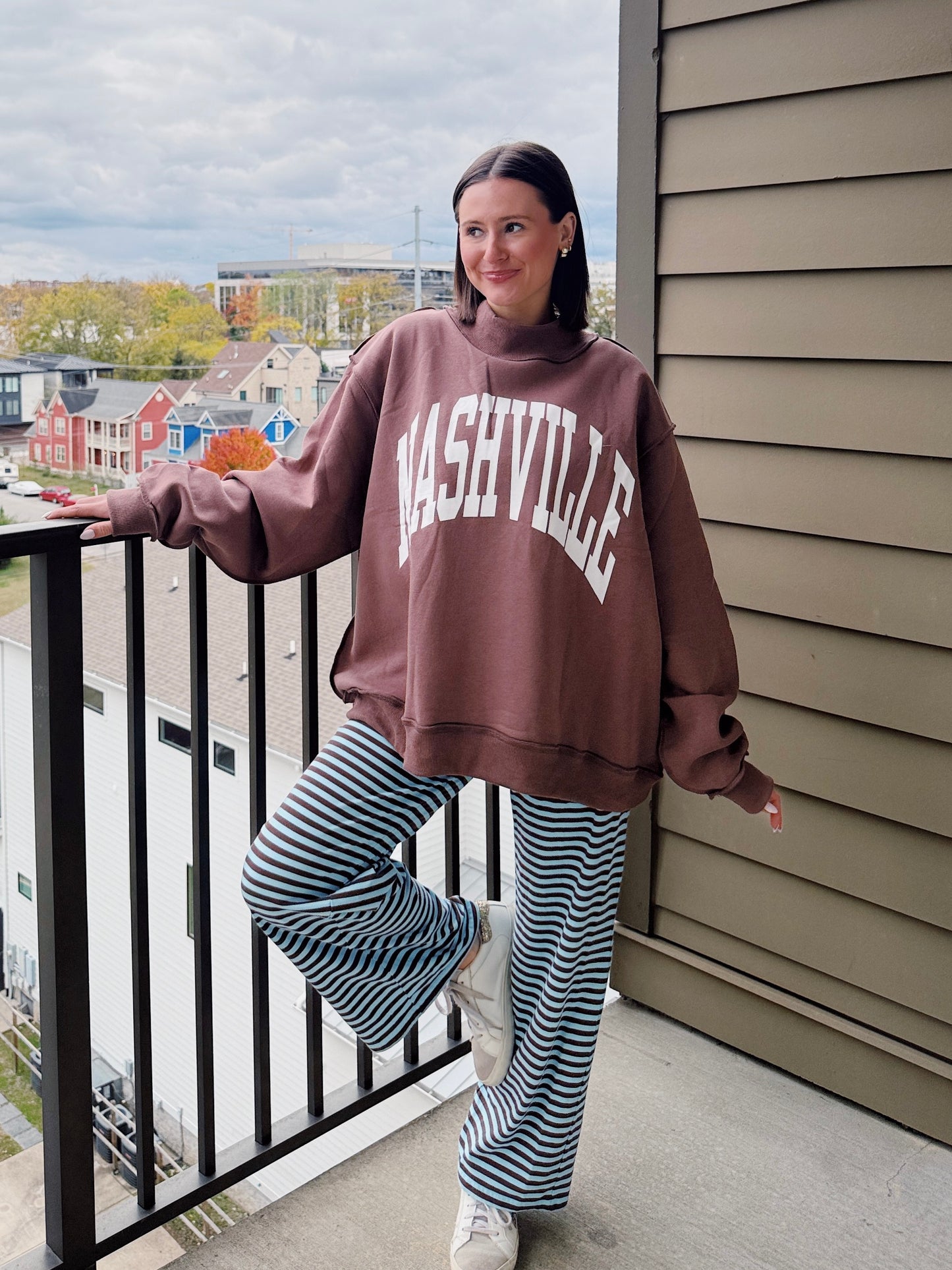 Nashville/Broadway Reversible Mock Neck Sweatshirt