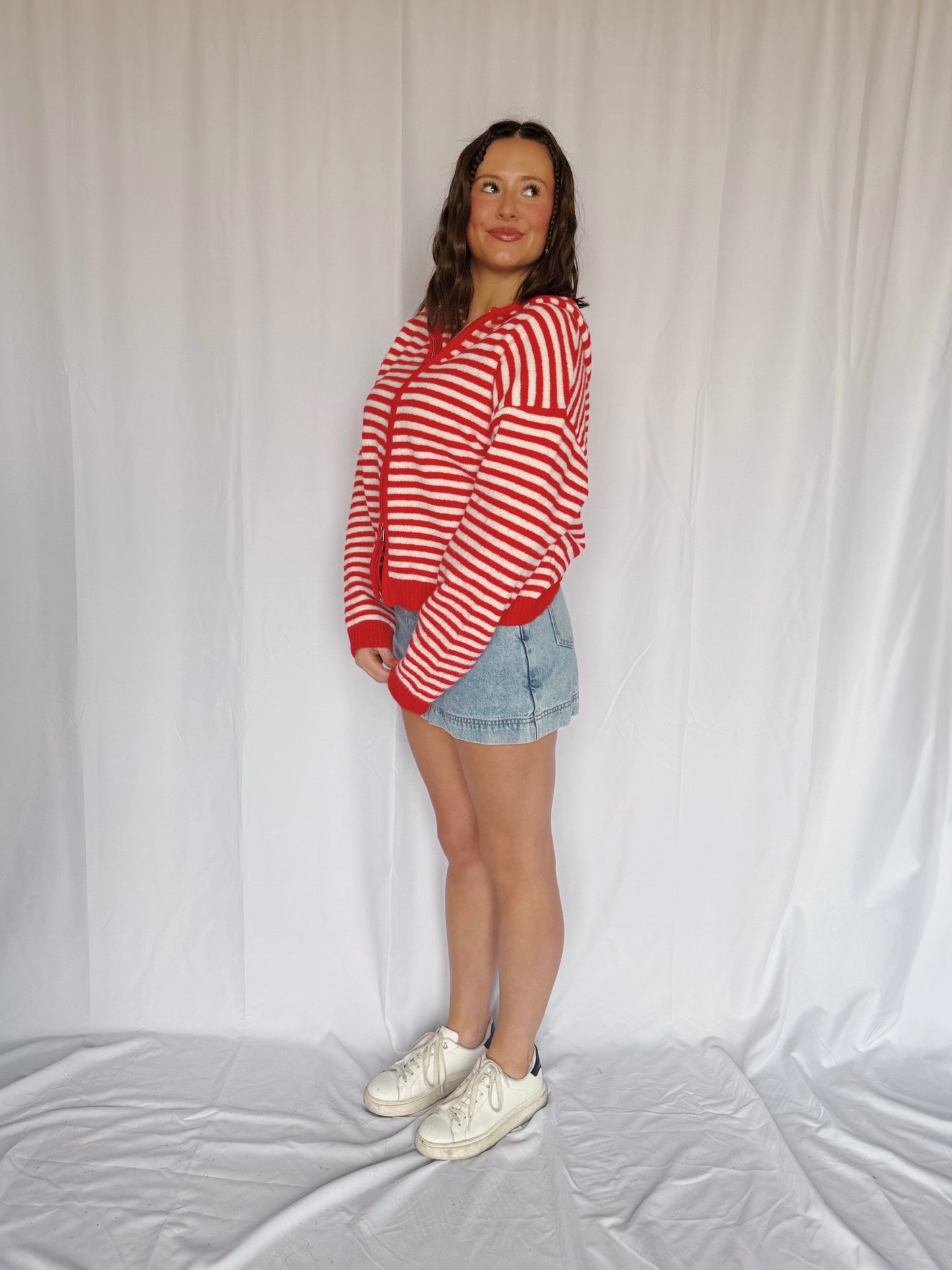 Sugar Rush Striped Zip Up Sweater