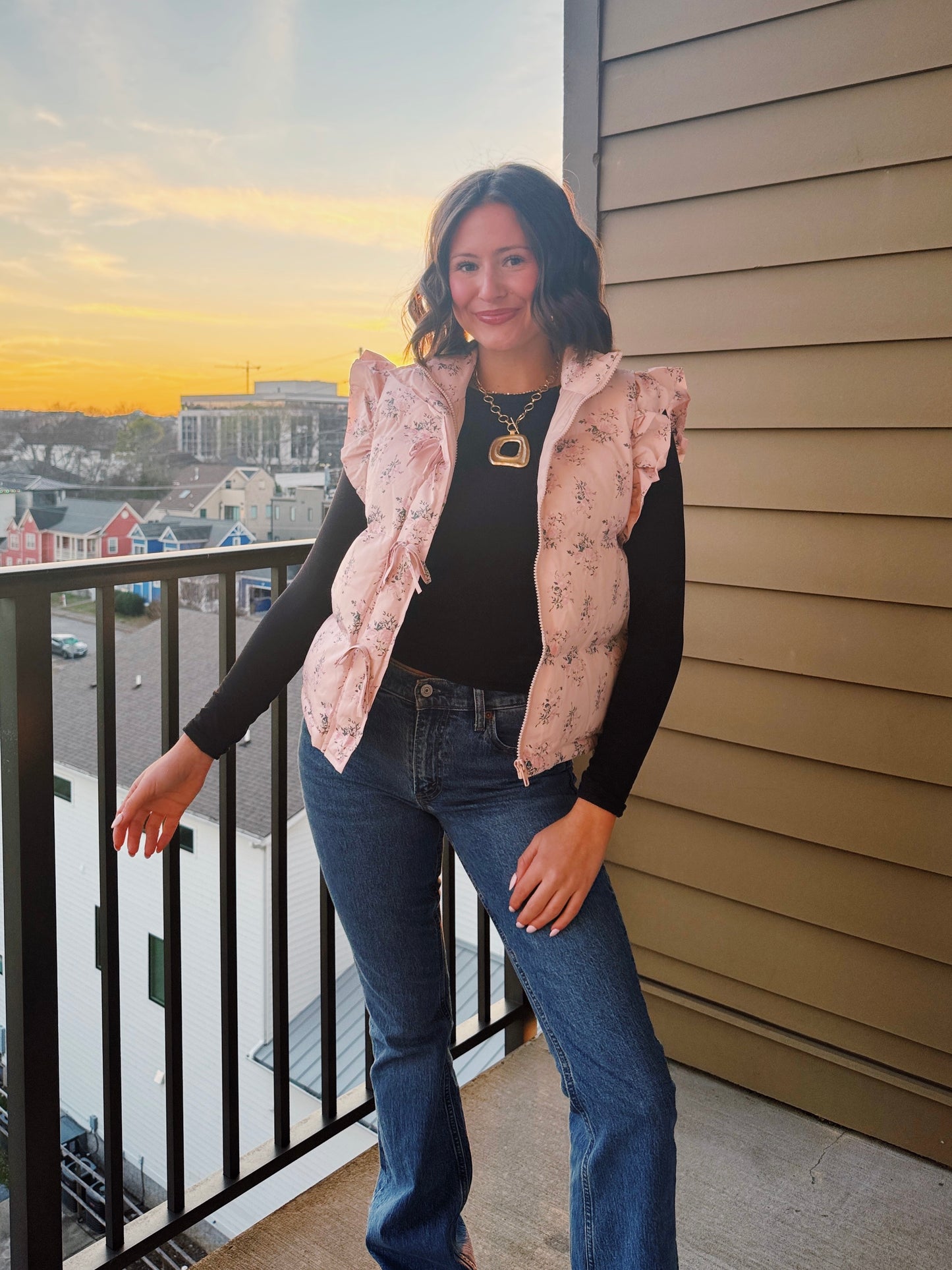 Sweet Pea Floral Puffer Vest