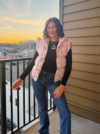 Sweet Pea Floral Puffer Vest
