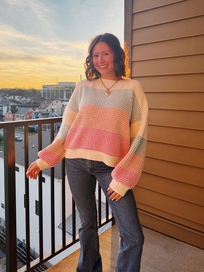 Starburst Colorblock Striped Sweater