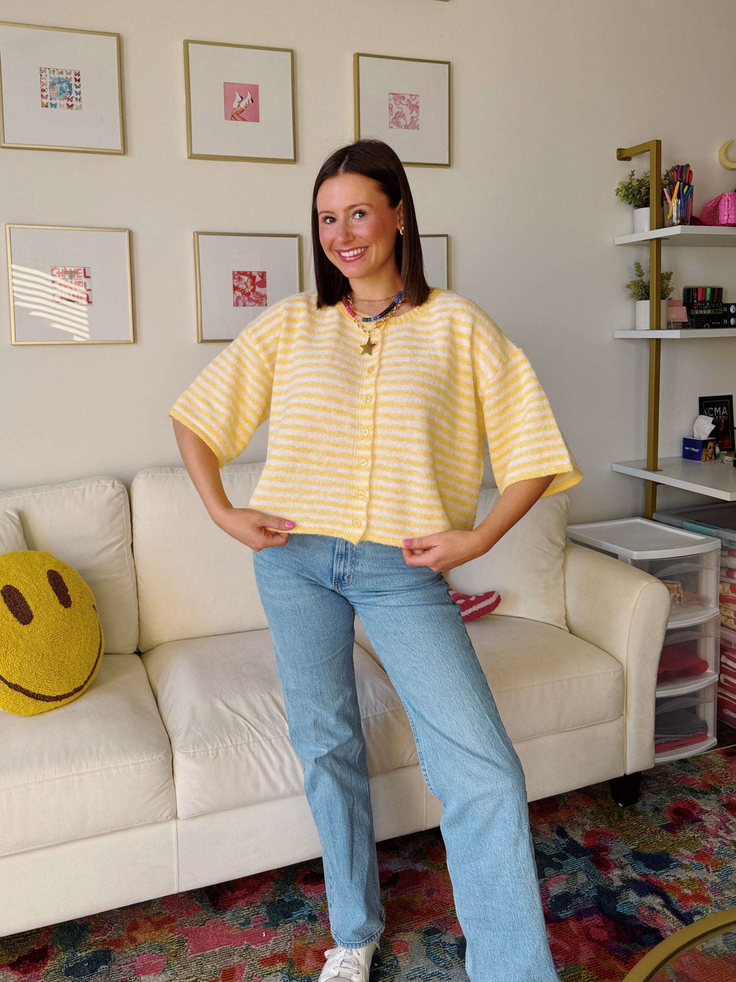 Easy Does It Striped Button Down Cardigan