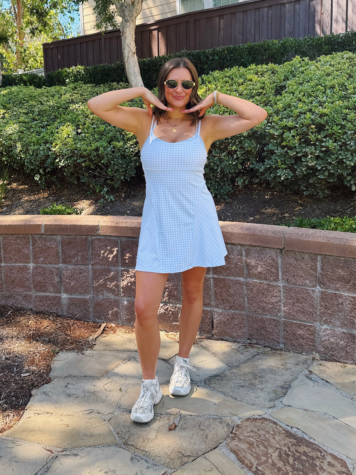 On The Move Gingham Layered Athletic Dress