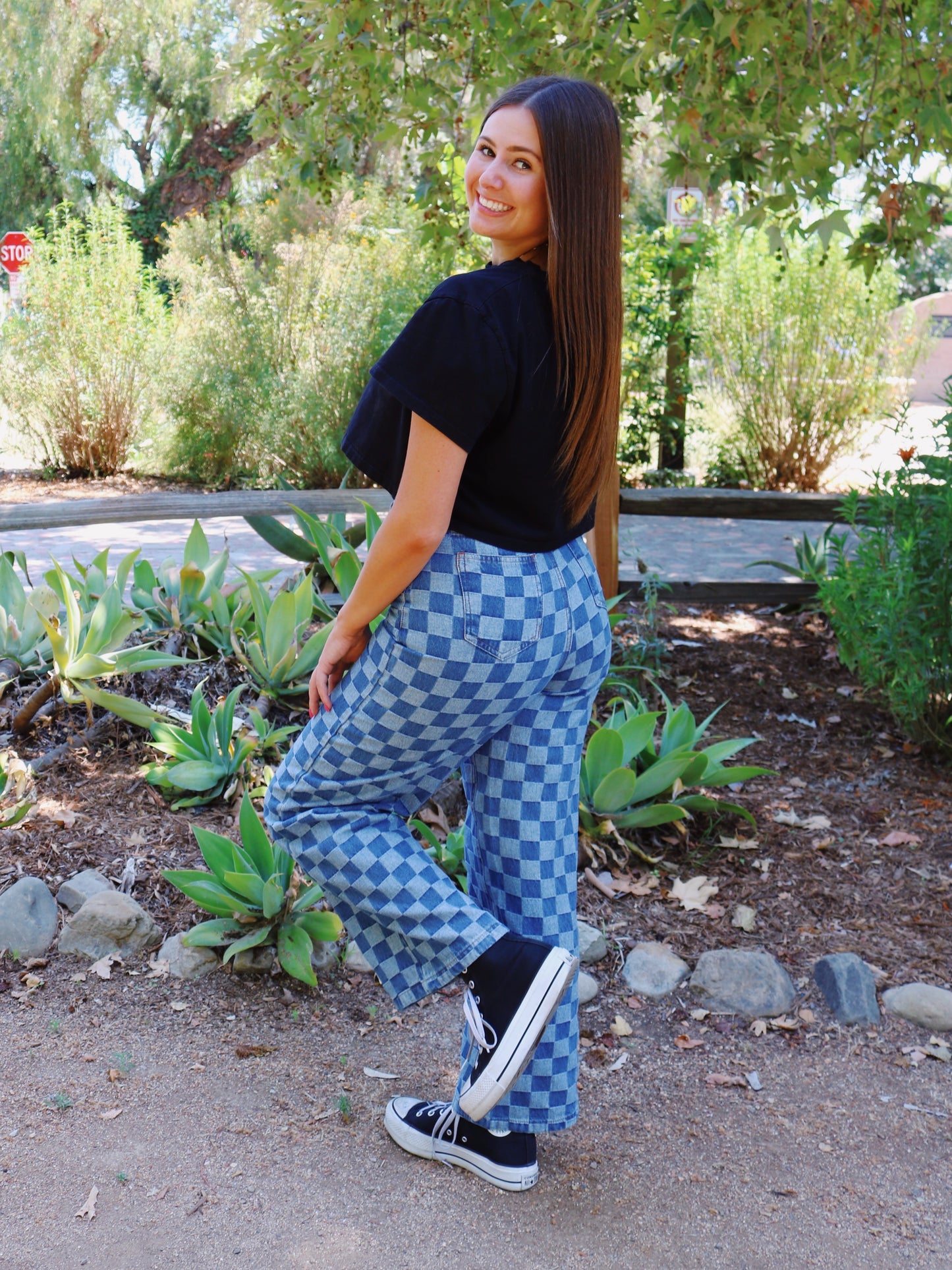 Checkmate Checkerboard Wide Leg Jeans