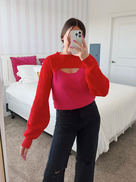 Stupid Cupid Colorblock Cutout Sweater