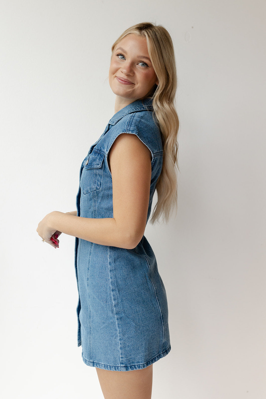 Oklahoma Smokeshow Denim Button Down Dress