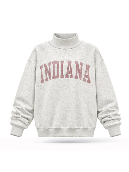 Pinstripe Embroidered Indiana Mock Neck Sweatshirt