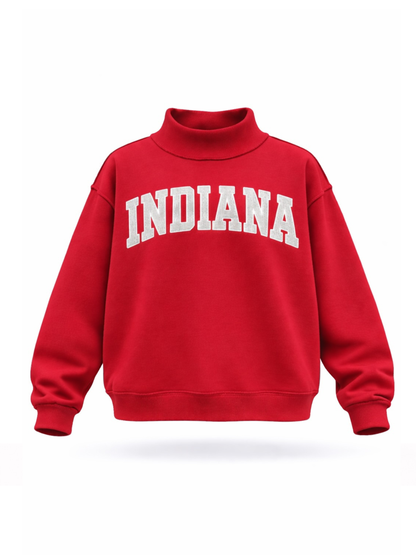 PREORDER: Pinstripe Embroidered Indiana Mock Neck Sweatshirt (LATE JUNE)