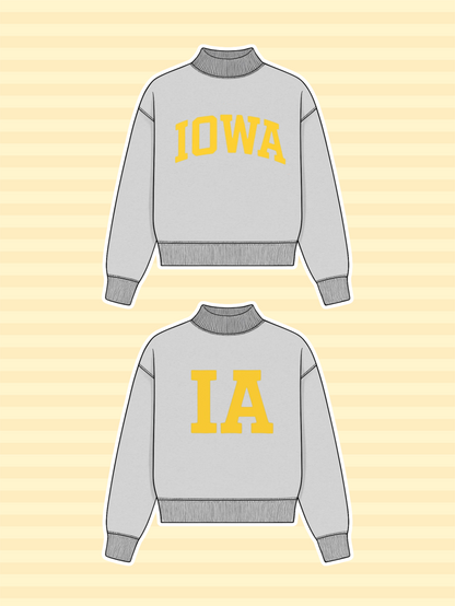 PREORDER: Iowa Reversible Mock Neck Sweatshirt
