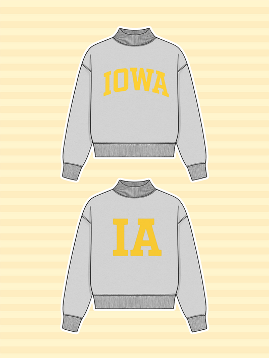 PREORDER: Iowa Reversible Mock Neck Sweatshirt