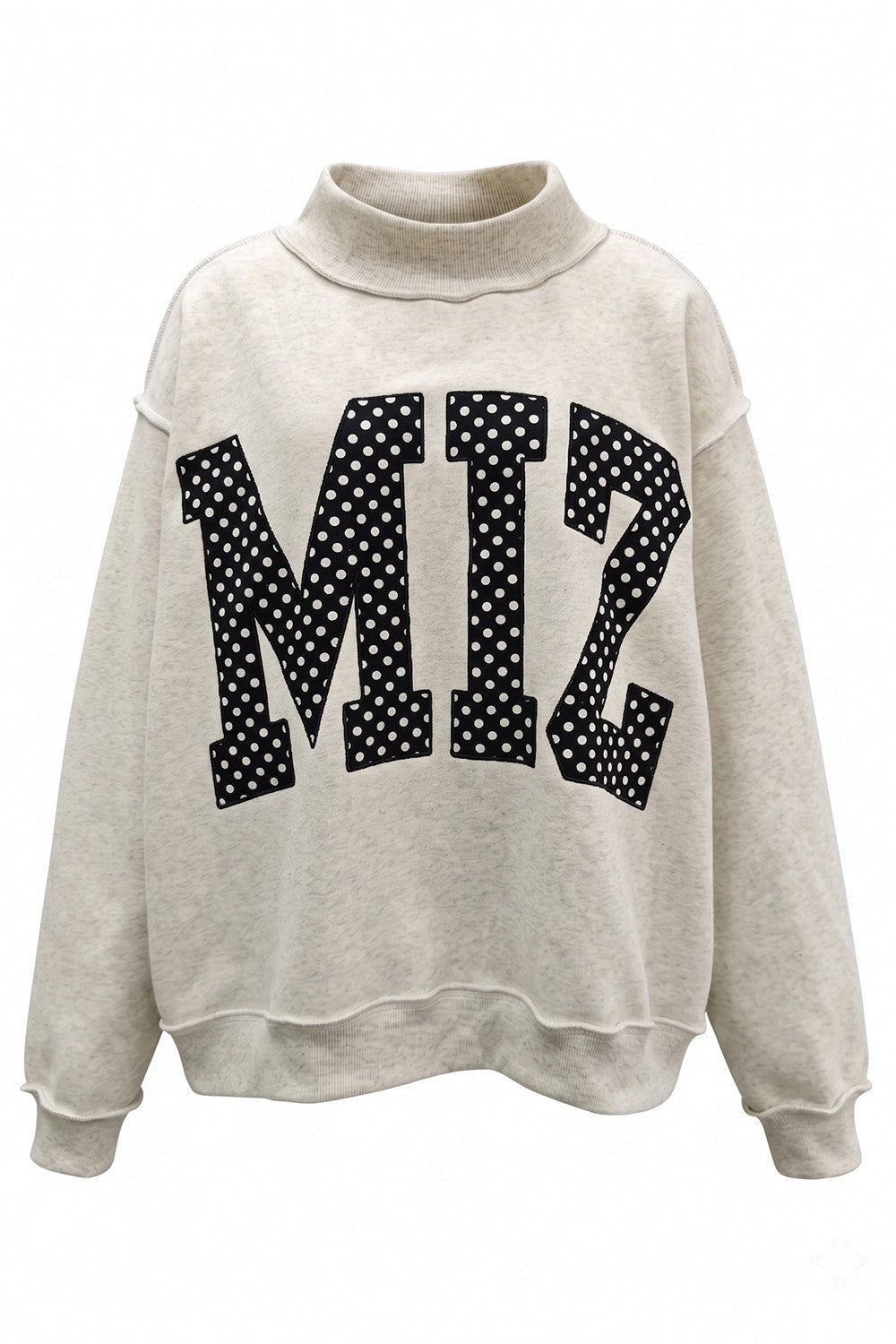 PREORDER: Polka Dot Embroidered Mizzou (MIZ) Mock Neck Sweatshirt (EARLY OCTOBER)