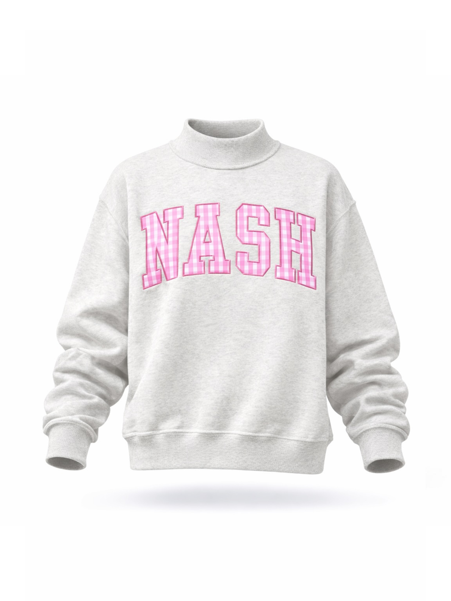 PREORDER: Gingham Embroidered Nashville (Nash) Mock Neck Sweatshirt (EARLY JULY)