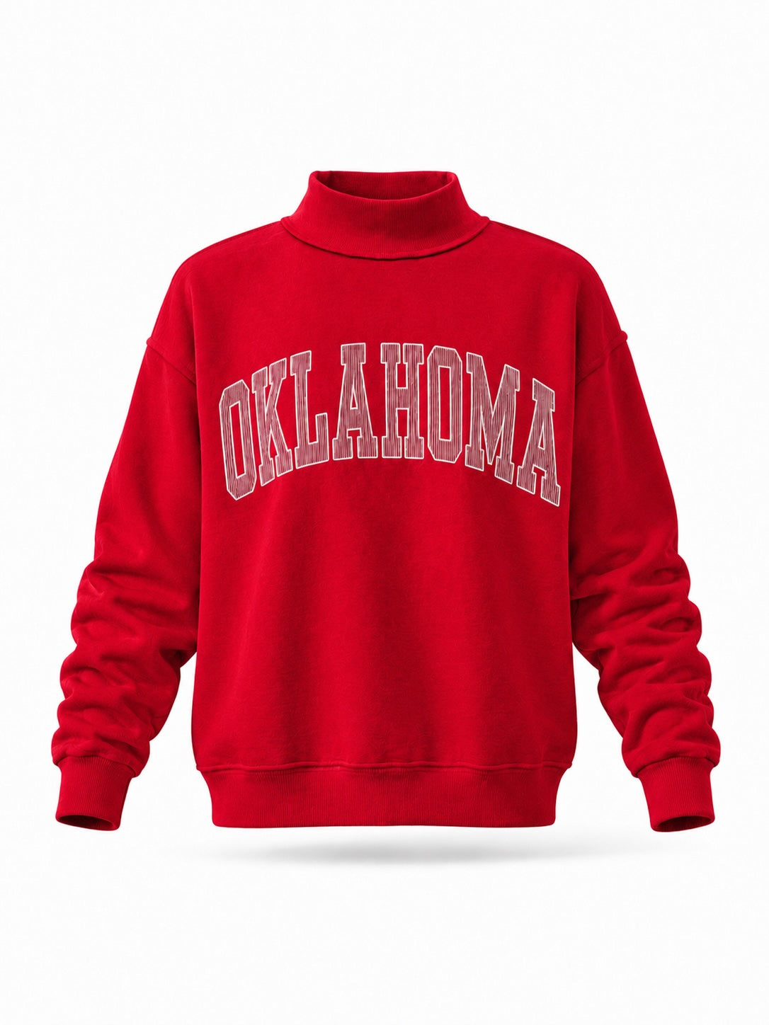 Pinstripe Embroidered Oklahoma Mock Neck Sweatshirt