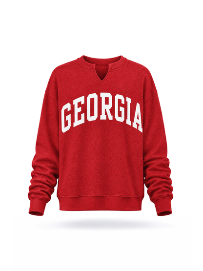 Georgia/GA Reversible Split Neck Sweatshirt
