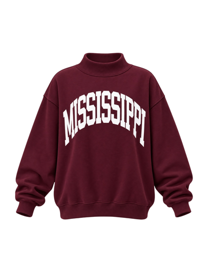 PREORDER: Mississippi/MS Reversible Mock Neck Sweatshirt (EARLY NOVEMBER)