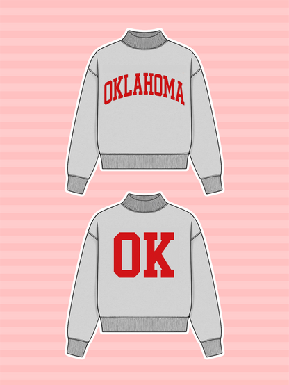 PREORDER: Oklahoma Reversible Mock Neck Sweatshirt