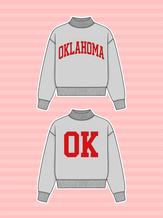 PREORDER: Oklahoma Reversible Mock Neck Sweatshirt