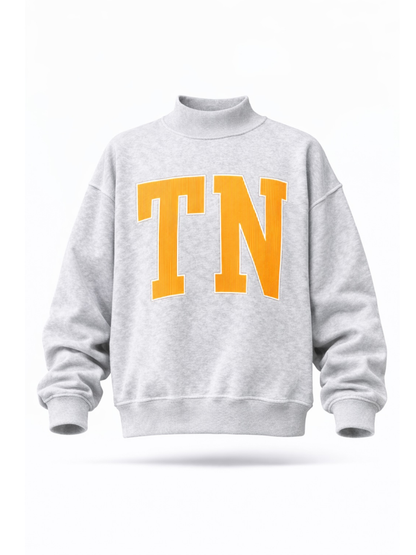 PREORDER: Pinstripe Embroidered Tennessee (TN) Mock Neck Sweatshirt (EARLY JULY)