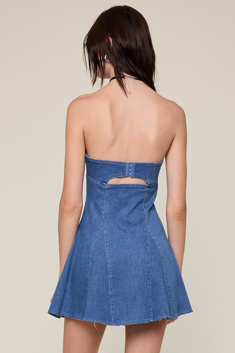 All-American Girl Strapless Denim Mini Dress