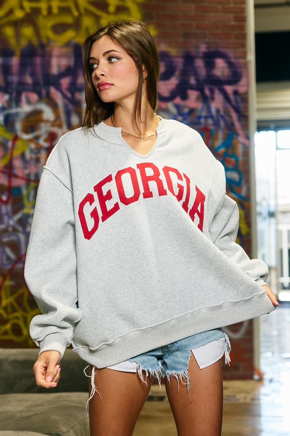 PREORDER: Georgia Split Neck Sweatshirt (EARLY AUGUST)