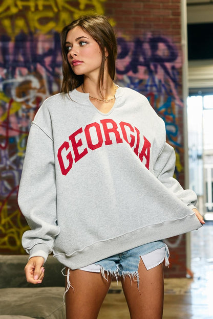 PREORDER: Georgia Split Neck Sweatshirt (EARLY AUGUST)