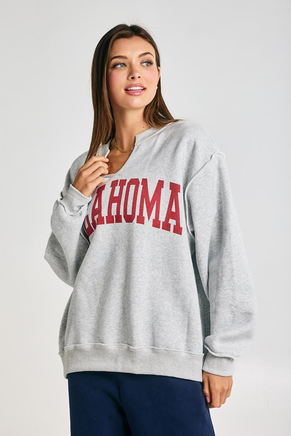 PREORDER: Oklahoma Split Neck Sweatshirt (EARLY AUGUST)