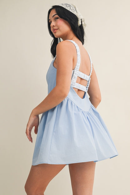 PREORDER: Sweet Escape Gingham Athletic Romper Dress (LATE JUNE)