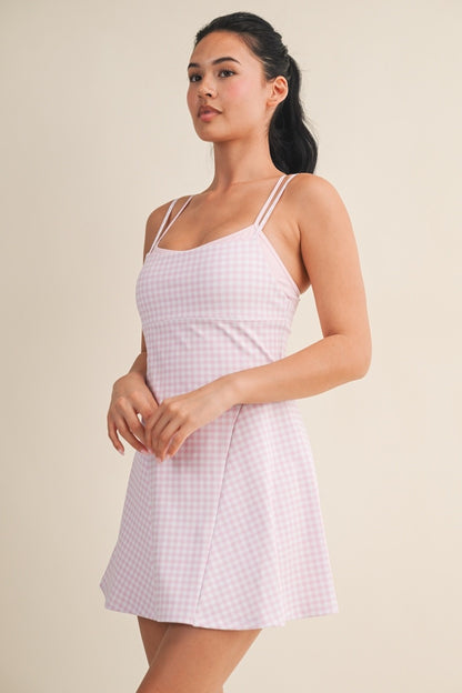 On The Move Gingham Layered Athletic Dress