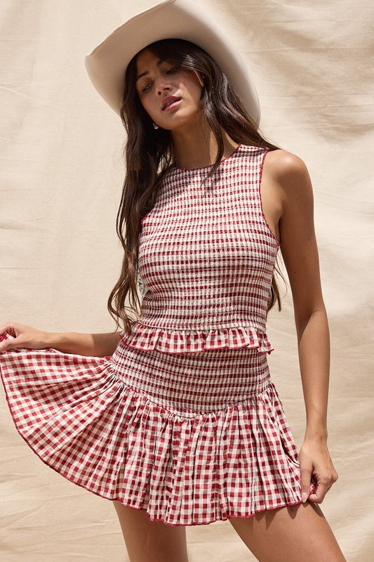 Red River Gingham Top & Skirt Set