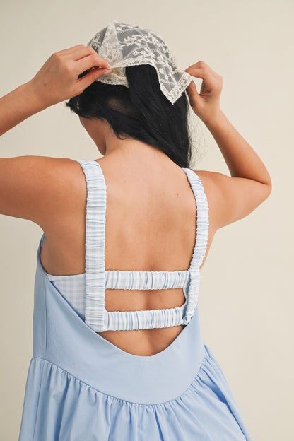 PREORDER: Sweet Escape Gingham Athletic Romper Dress (LATE JUNE)