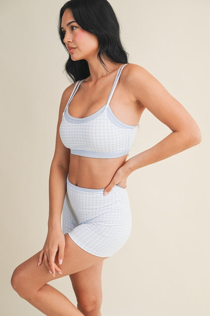 Off Duty Gingham Sports Bra & Shorts Set