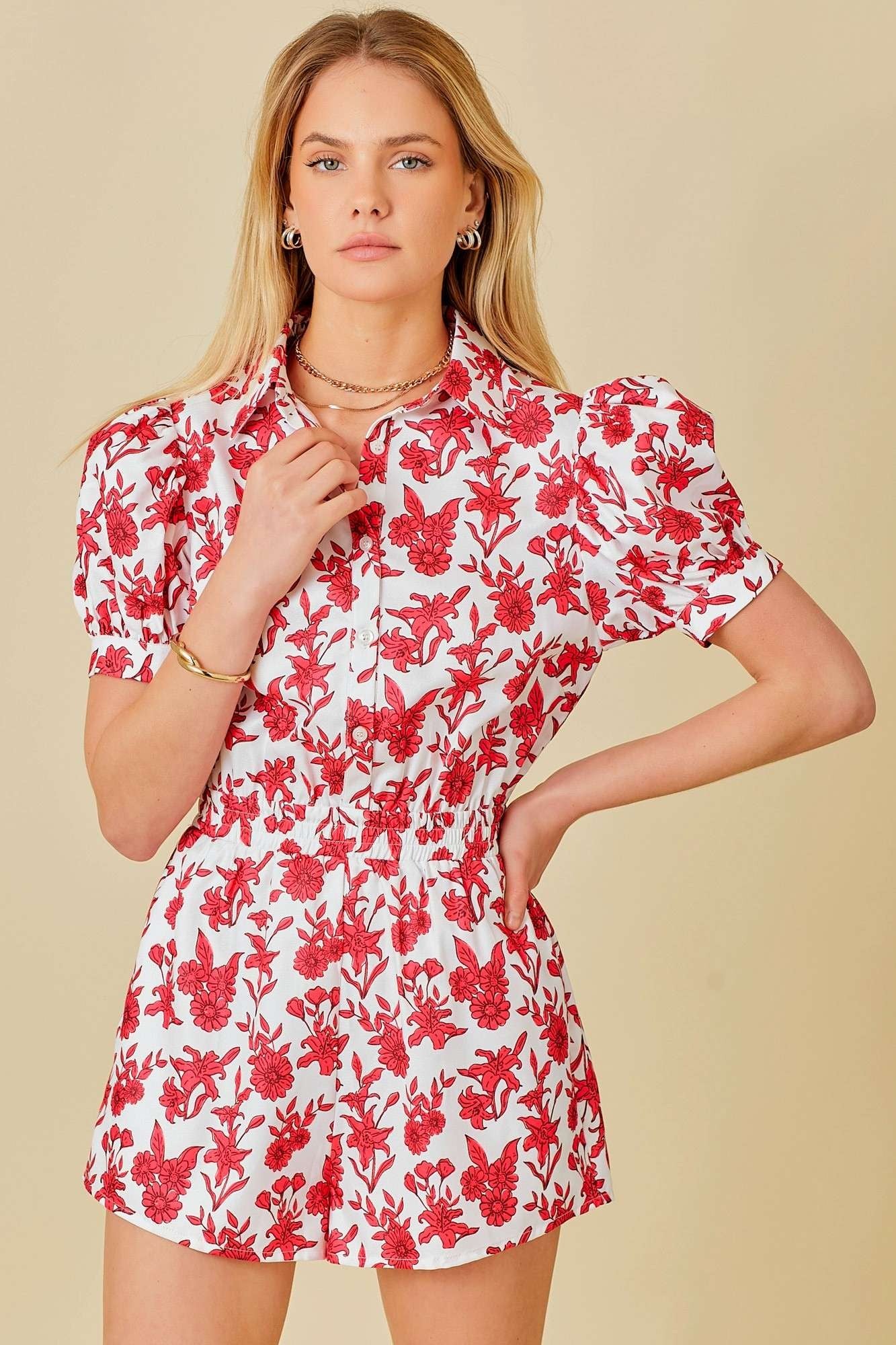 Flower Power Puff Sleeve Romper