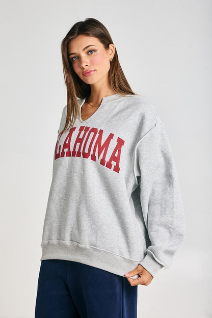 PREORDER: Oklahoma Split Neck Sweatshirt (EARLY AUGUST)