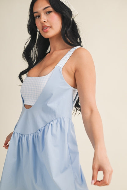 PREORDER: Sweet Escape Gingham Athletic Romper Dress (LATE JUNE)
