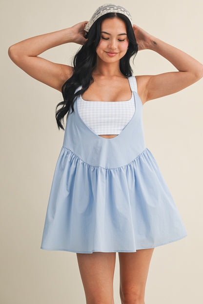 PREORDER: Sweet Escape Gingham Athletic Romper Dress (LATE JUNE)
