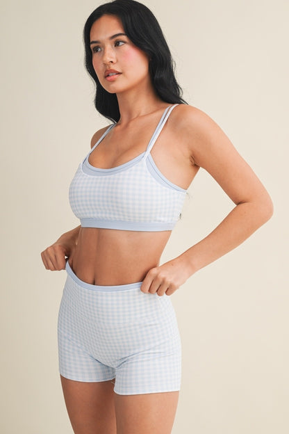 Off Duty Gingham Sports Bra & Shorts Set