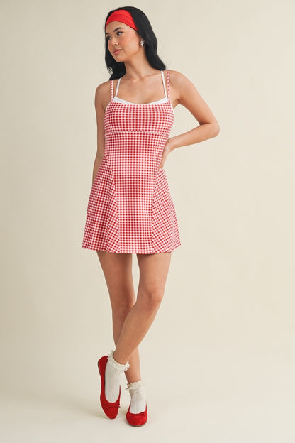 On The Move Gingham Layered Athletic Dress