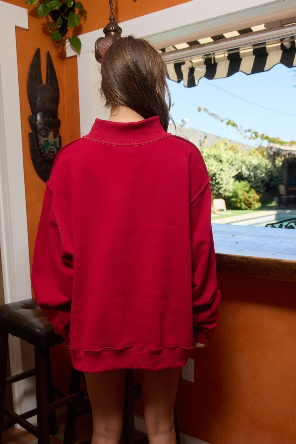 PREORDER: Pinstripe Embroidered Arkansas Mock Neck Sweatshirt (EARLY JULY)