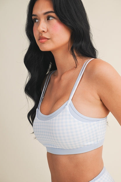 Off Duty Gingham Sports Bra & Shorts Set