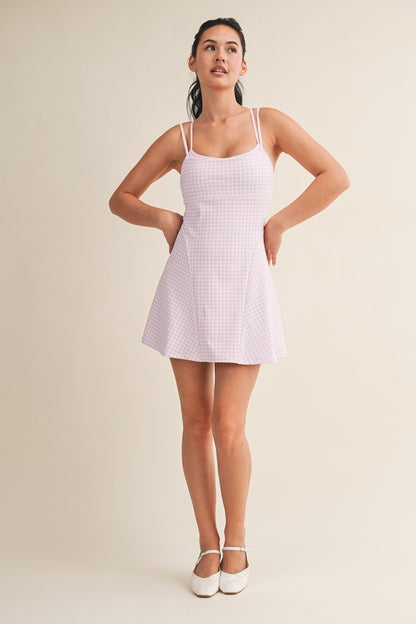 On The Move Gingham Layered Athletic Dress