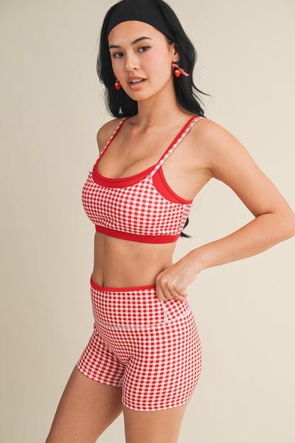 Off Duty Gingham Sports Bra & Shorts Set