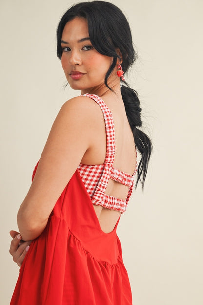 PREORDER: Sweet Escape Gingham Athletic Romper Dress (EARLY JUNE)