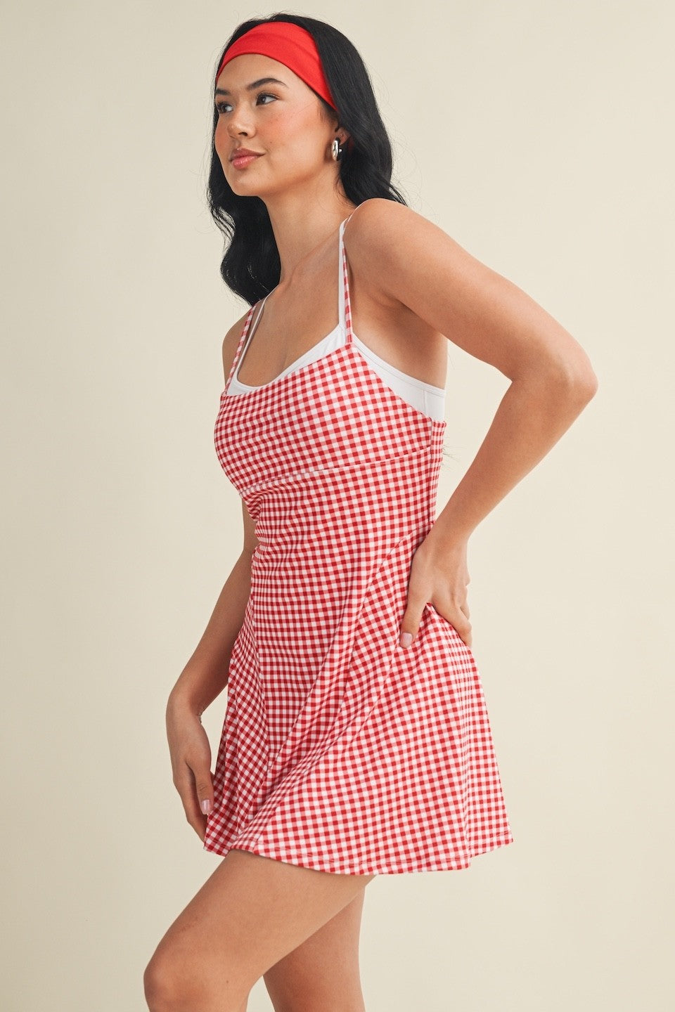 On The Move Gingham Layered Athletic Dress