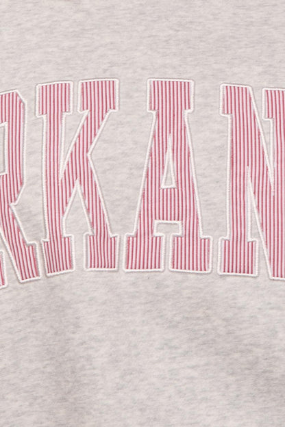 PREORDER: Pinstripe Embroidered Arkansas Mock Neck Sweatshirt (EARLY JULY)
