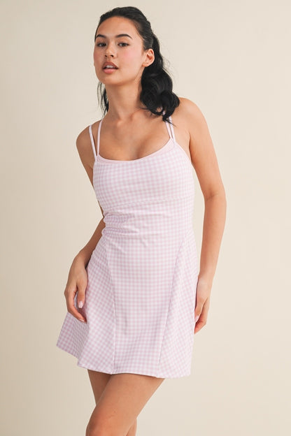 On The Move Gingham Layered Athletic Dress